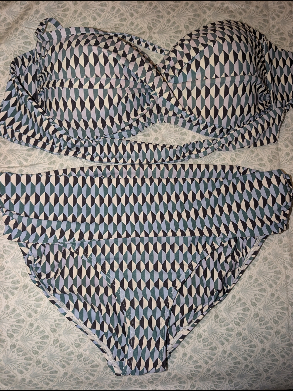 2/25$ 💓 Anne Cole Geometric Blue Black White Two-Piece Bikini